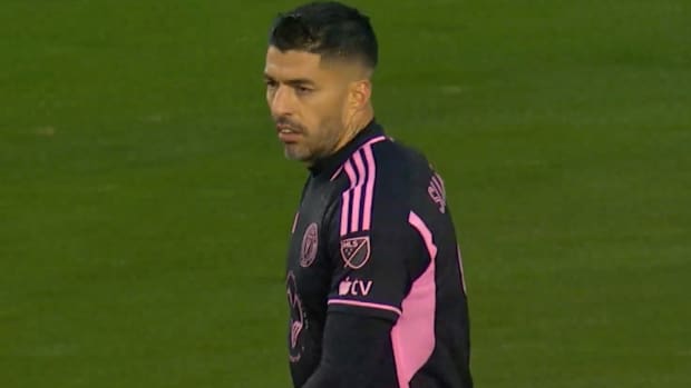 Luis Suarez pictured during Inter Miami's pre-season friendly game against FC Dallas in January 2024
